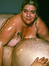 Naughty BBW covered in goo while a...